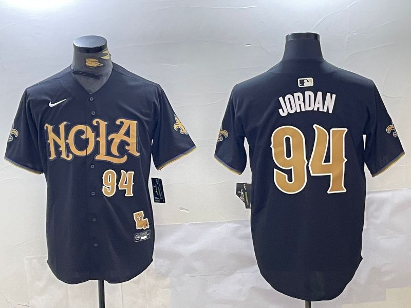 Men New Orleans Saints #94 Jordan Black Joint Name 2024 Nike Limited NFL Jersey style 4